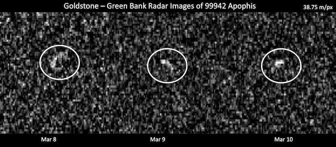 תמונות רדאר של אפופיס מ-2021. קרדיט: NASA/JPL-Caltech and NSF/AUI/GBO